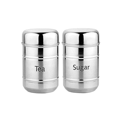 Tea Sugar Container – Set – 2 Pcs | Premium Stainless Steel / Matte Finish