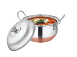Copper Bottom Mini Handi with Cover – Set of 2 | Mirror Finish